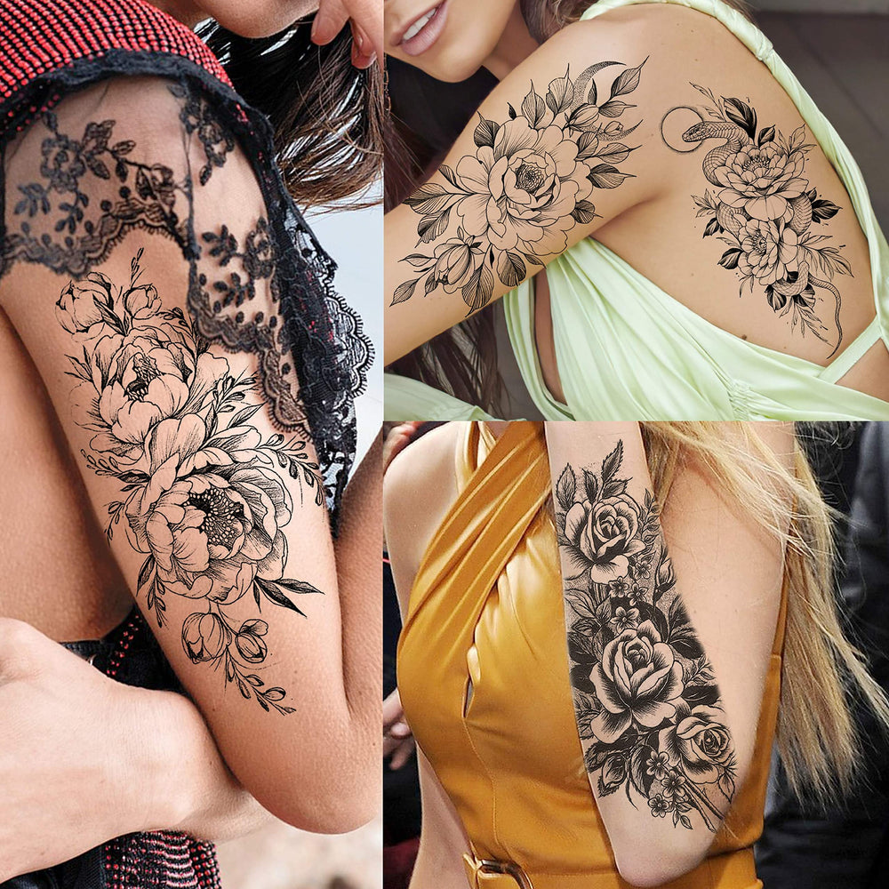 VANTATY tatuaje temporal floral para muñeca, uso diario.