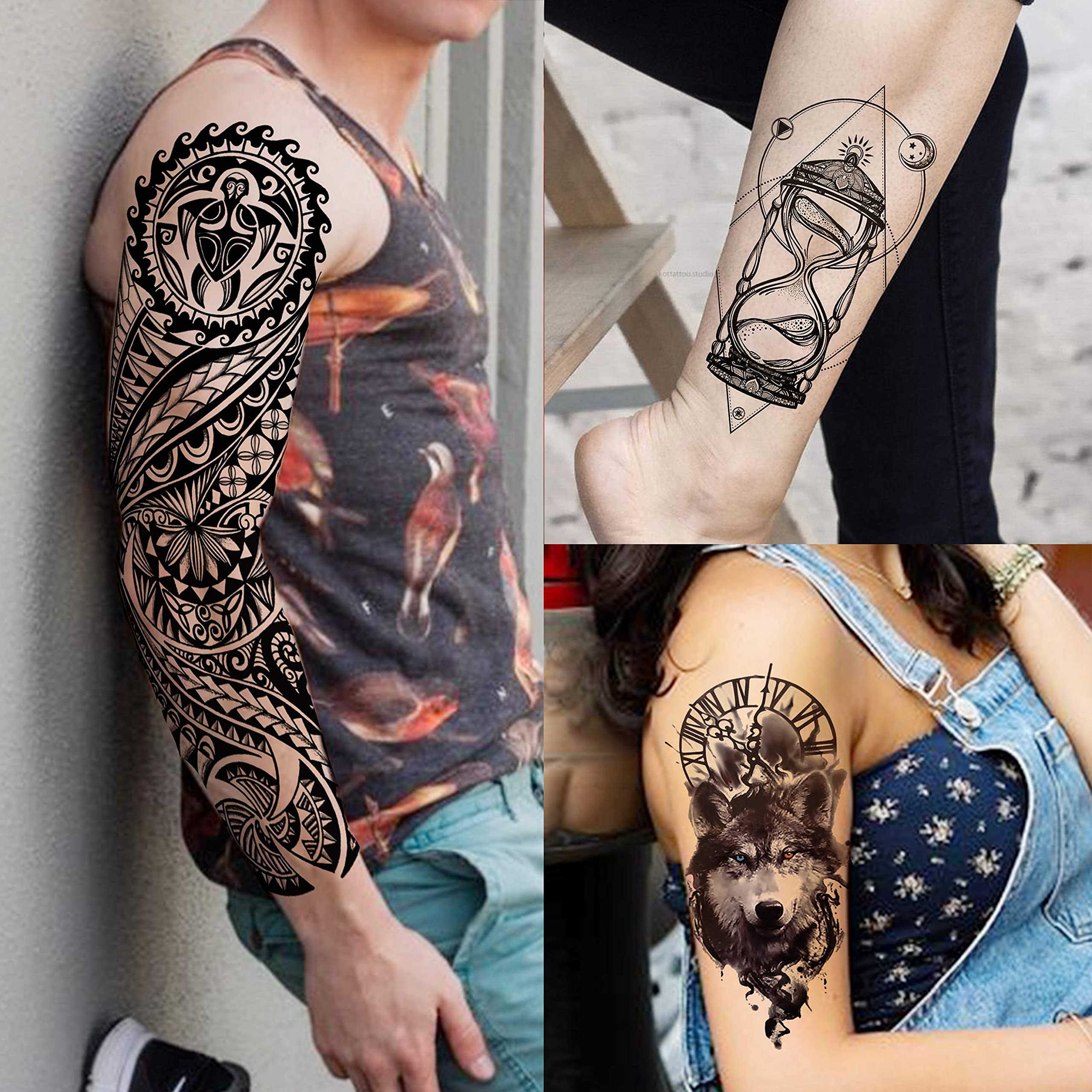 Tatuaje temporal VANTATY de leopardo para manga completa, perfecto para eventos temáticos.