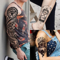 Tatuaje temporal VANTATY de leopardo para manga completa, perfecto para eventos temáticos.