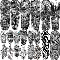 Tatuaje temporal VANTATY de tigre para brazo completo, ideal para disfraces y sesiones fotográficas.