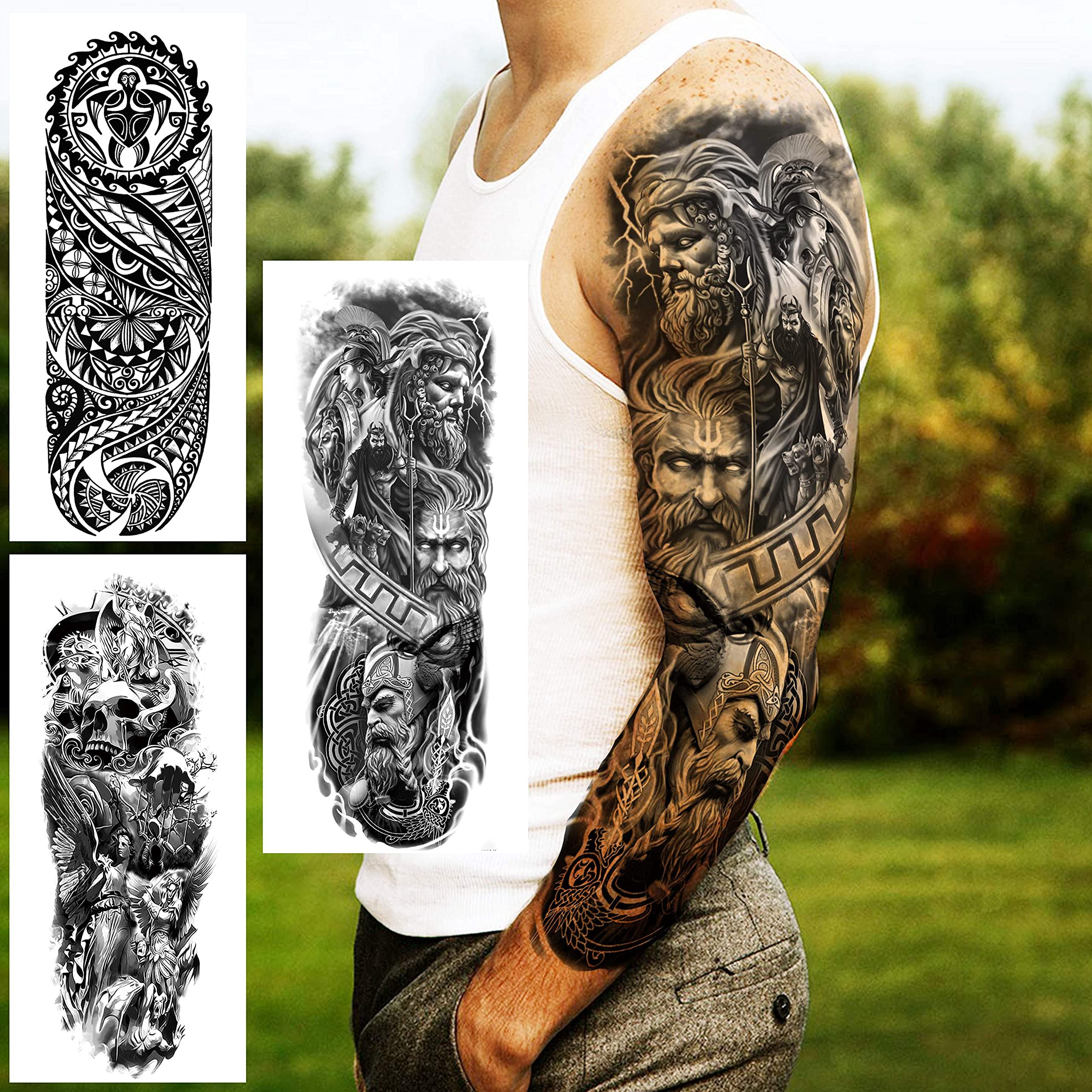 Tatuaje temporal VANTATY de guerrero, diseño llamativo para fiestas y celebraciones.