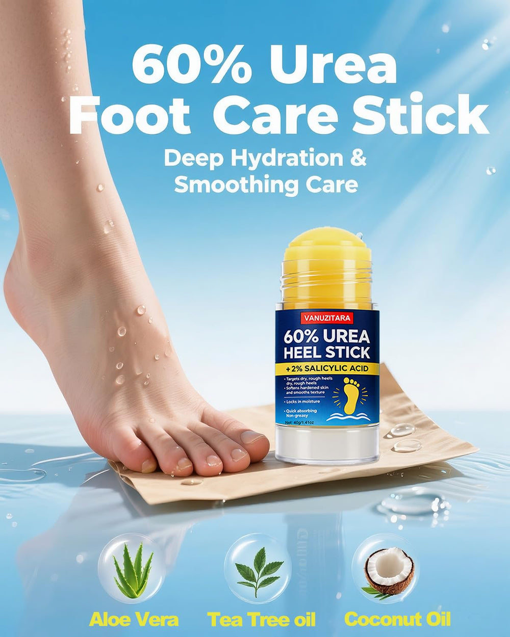 Vanuzitara crema urea60 barra, aplicación limpia sin tocar la crema.