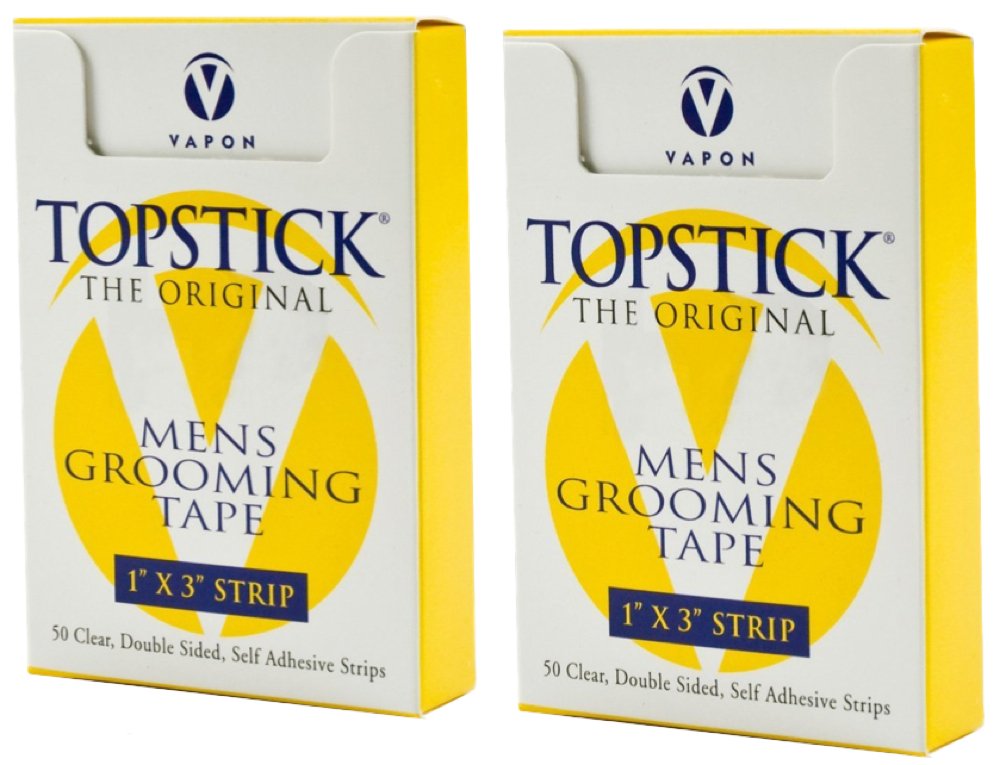 Cinta doble cara Vapon Topstick transparente para fijar pelucas con precisión.