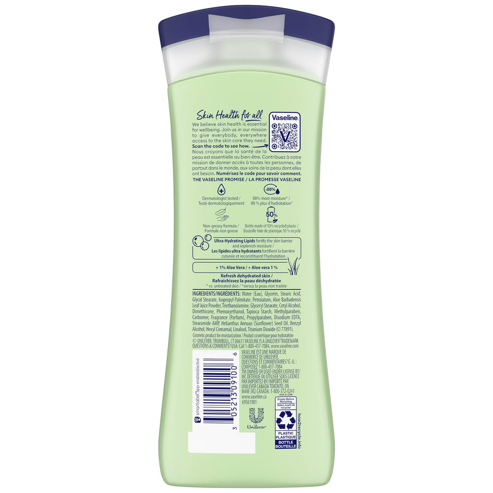 Vaseline Aloe Soothe, primer plano de textura cremosa para manos.