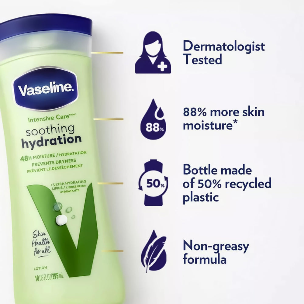 Vaseline Aloe Soothe, textura ligera y absorción rápida.