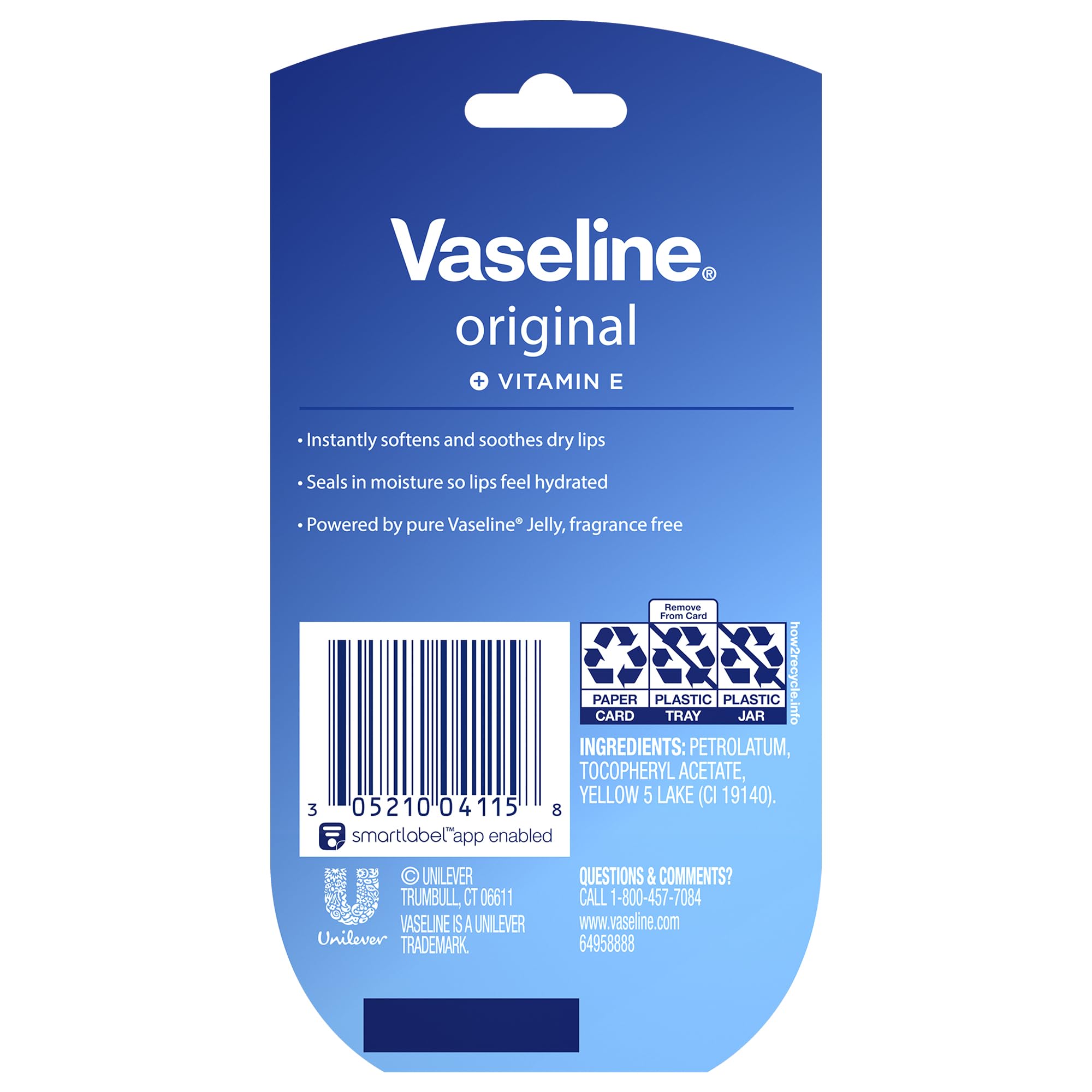 Vaseline bálsamo labial original sin fragancia en mini paquete para llevar.