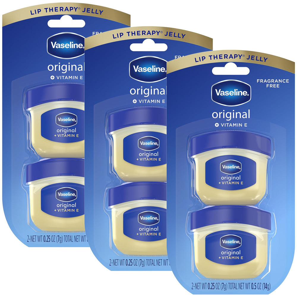 Vaseline bálsamo labial original con vitamina E en lata mini para hidratación diaria.