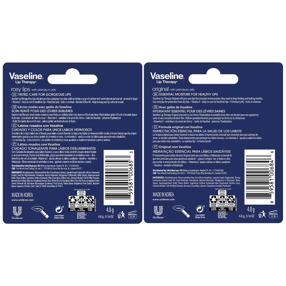 Vaseline Bálsamo Labial Rosado, color suave y hidratación ligera.