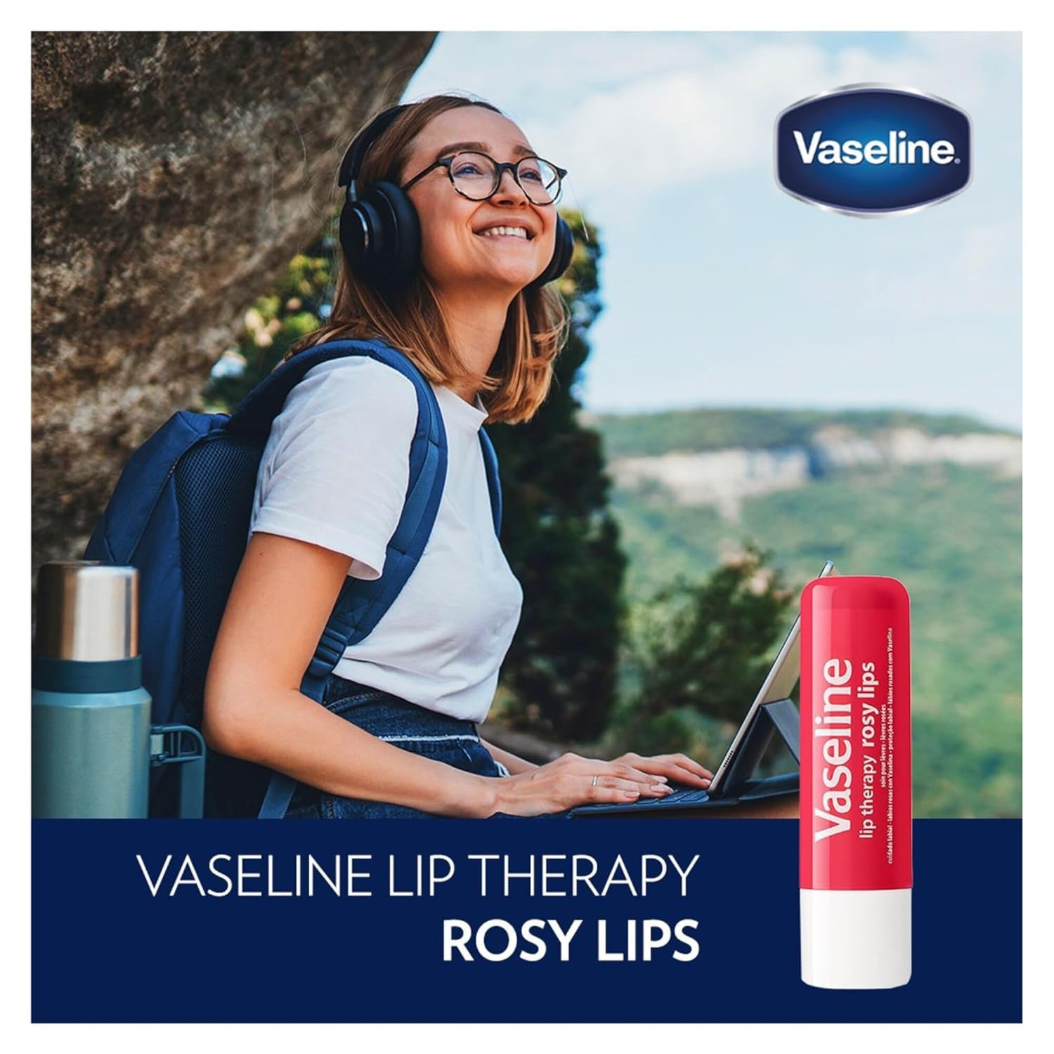 Aplicación suave con aloe vera, bálsamo Rosy para labios secos