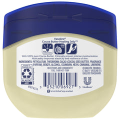 Vaseline Blueseal Jalea Cocoa, textura suave que calma y nutre piel áspera de codos y rodillas.