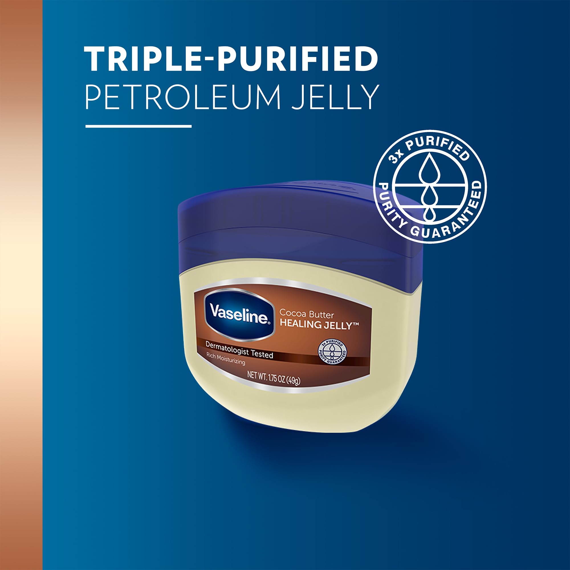 Formato portátil de Vaseline Cocoa Butter Healing Jelly para uso diario.