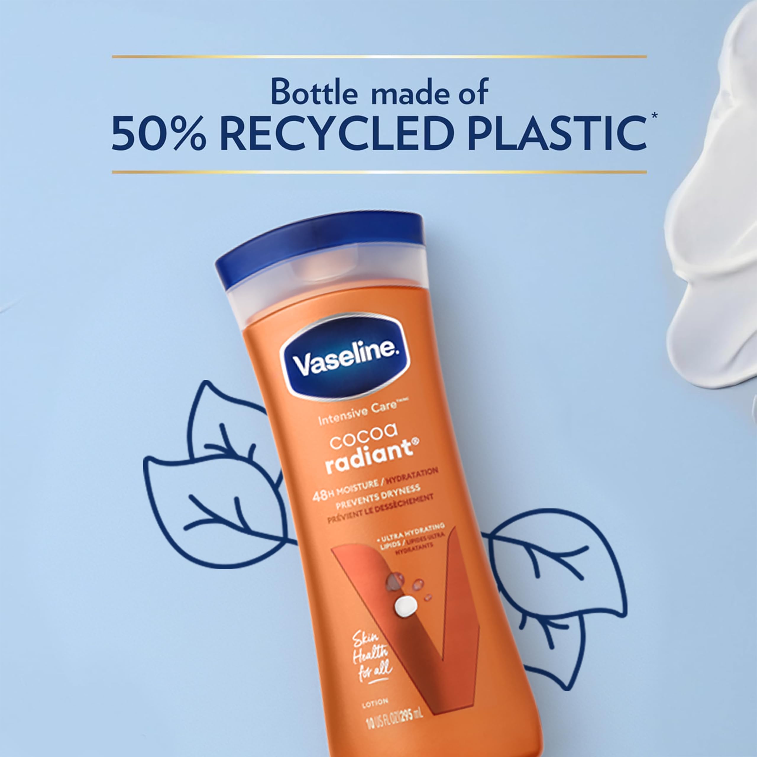 Vaseline Cocoa Radiant hidratación 8 horas, piel más nutrida