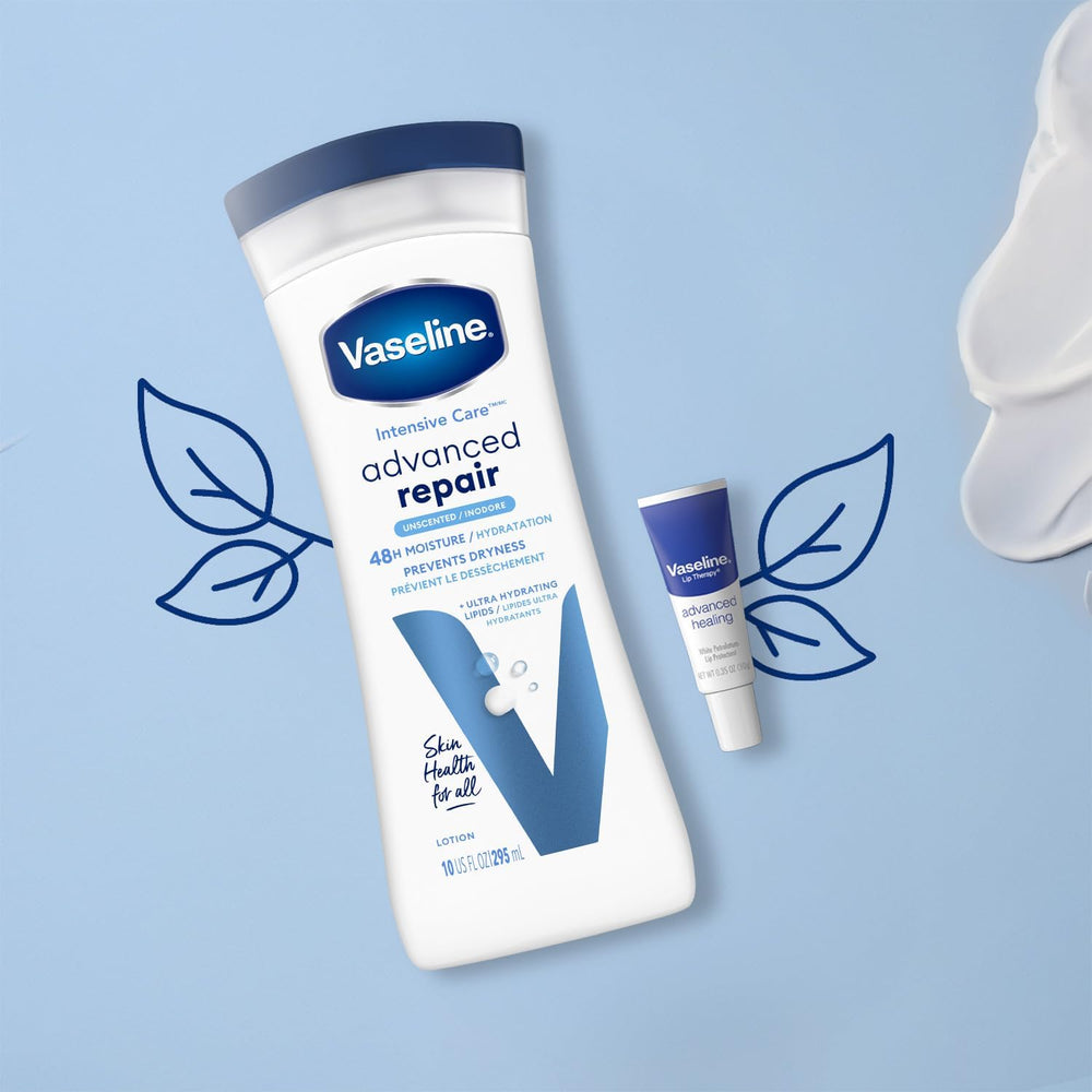Conjunto Vaseline de loción y bálsamo para cuidado completo.