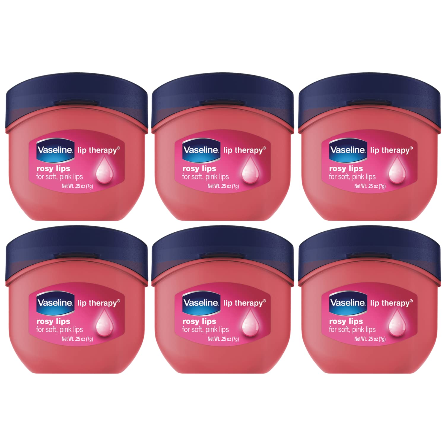 Vaseline Rosy Lips, bálsamo labial en mini tarro, para hidratación rápida.
