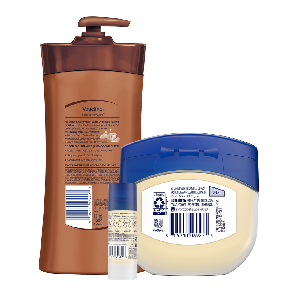 Vaseline Healing Jelly Cocoa Butter, textura suave para alivio calmante.