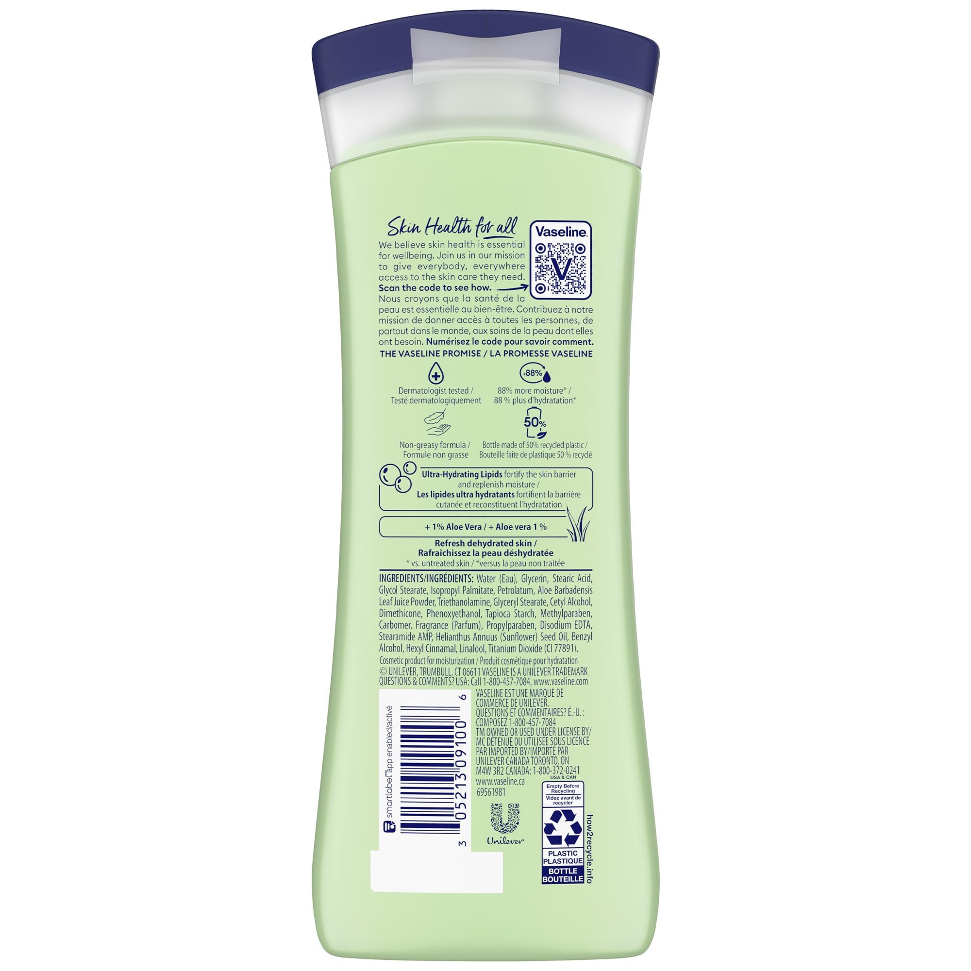 Vaseline Hidratación Calmante: crema corporal con aloe para piel suave.