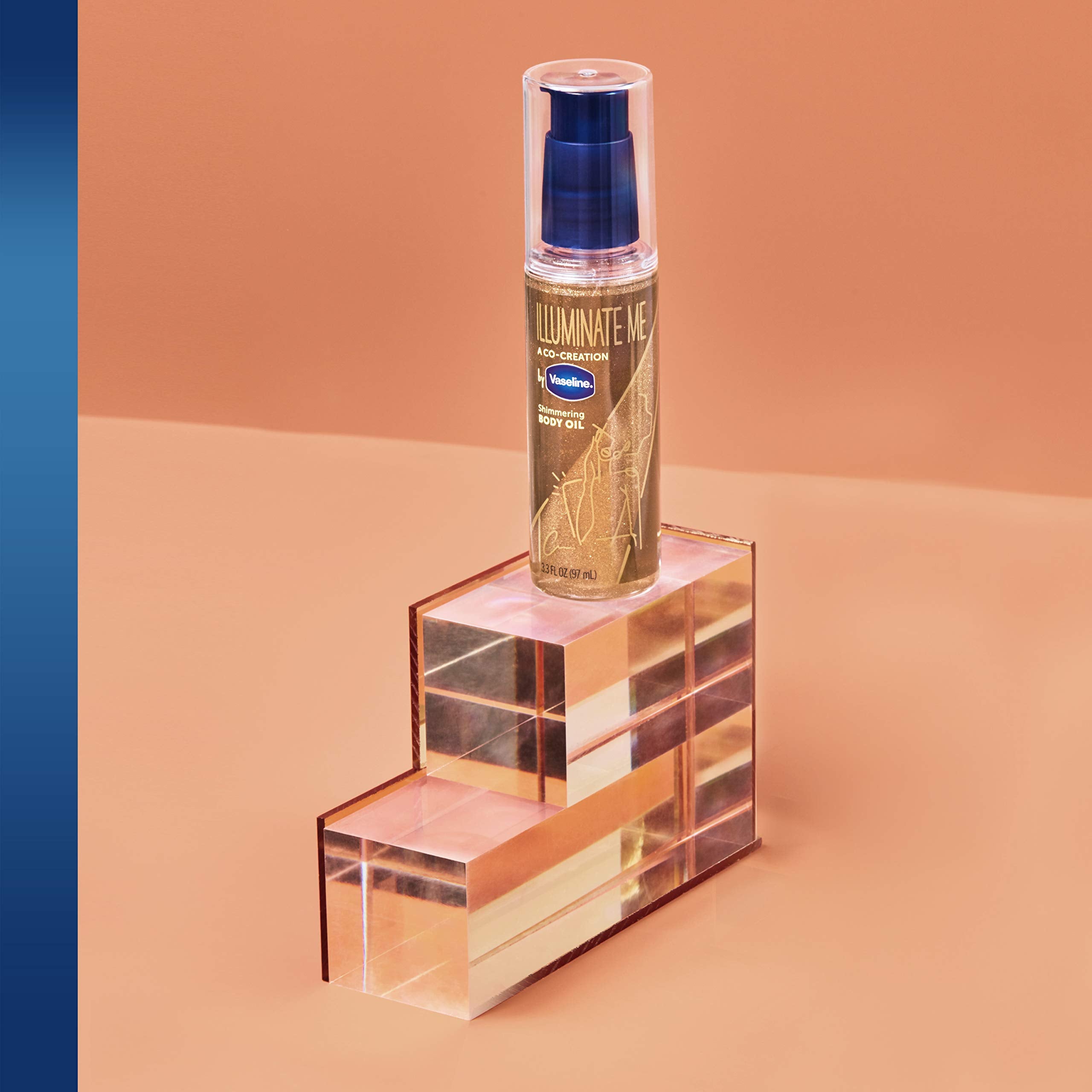 Vaseline Illuminate Me oil highlighting ethically sourced mica details
