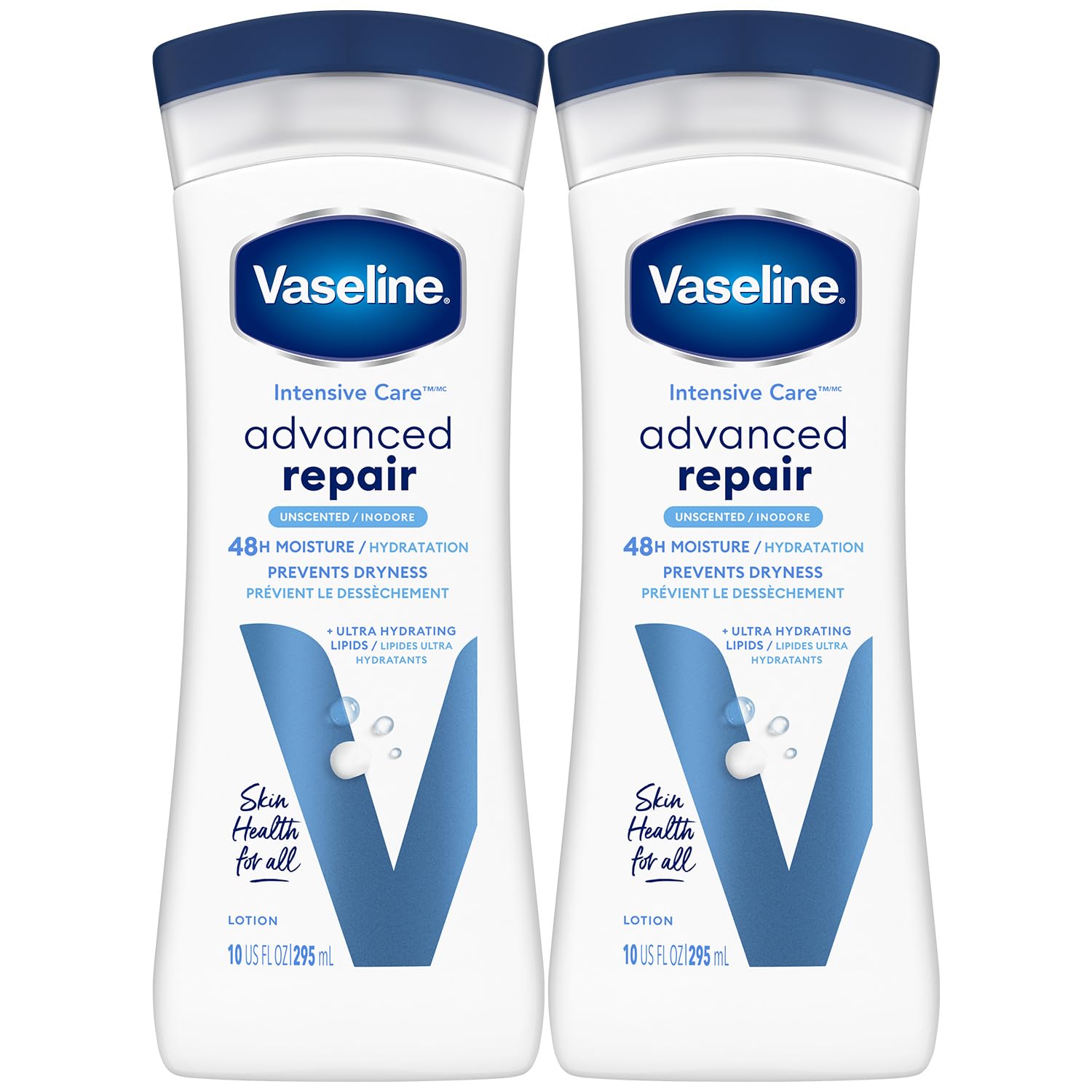 Vaseline Intensive Care Lotion sin fragancia en botella para uso diario.
