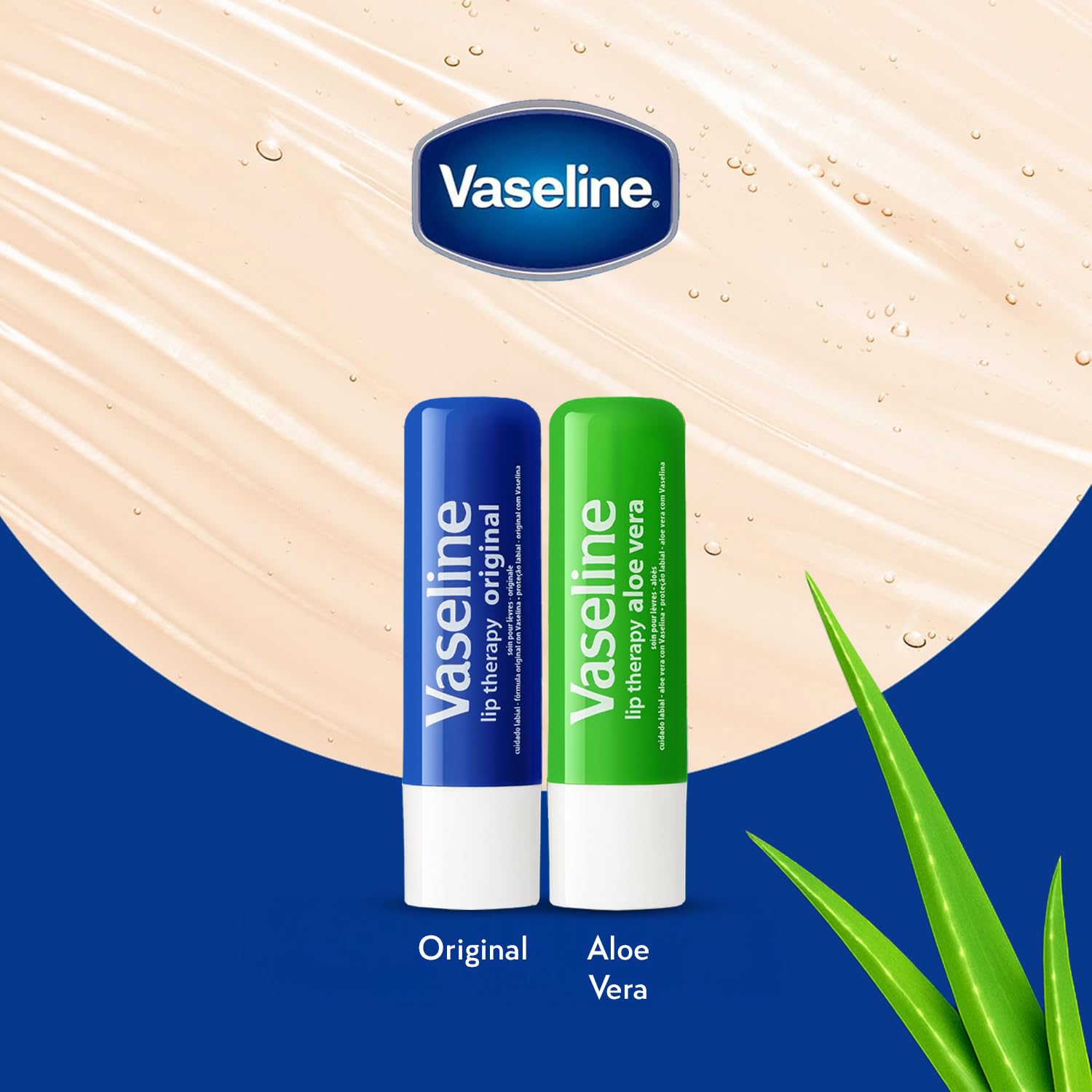 Vaseline Lip Therapy, textura cremosa para una aplicación suave.
