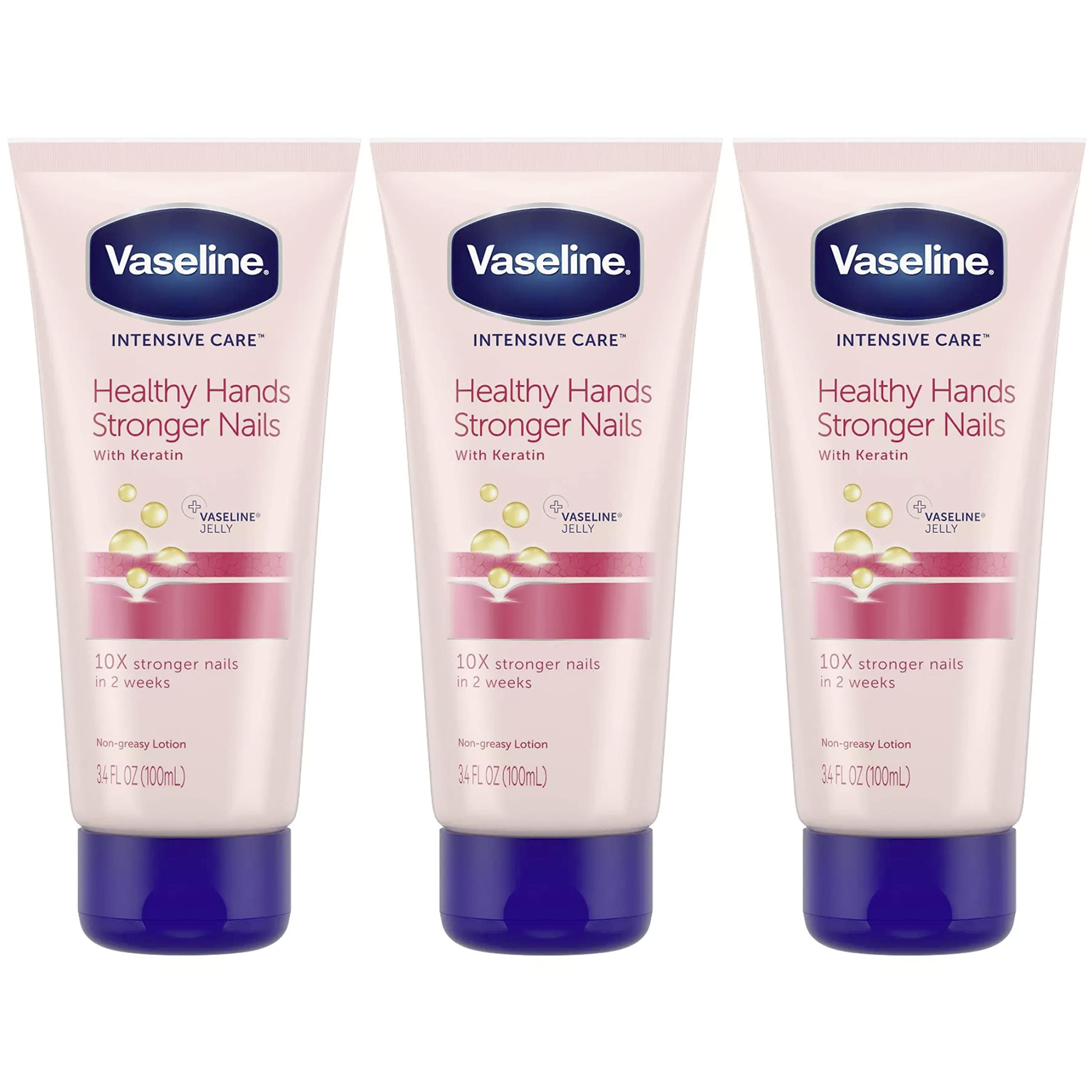 Loción Vaseline para manos con keratina hidrata y cuida las uñas con uso diario.