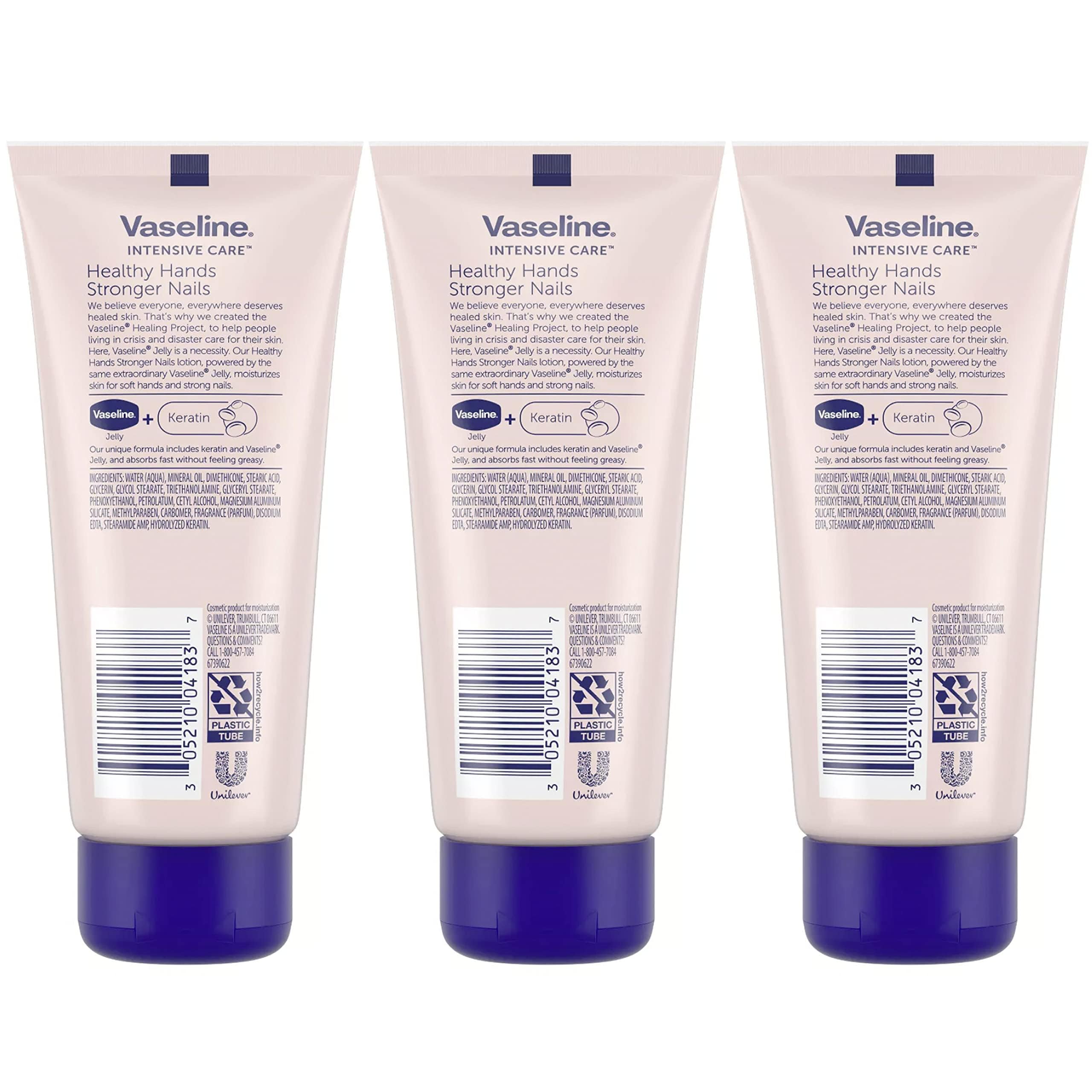 Loción Vaseline para uñas fortalecidas gracias a keratina hidrolizada.