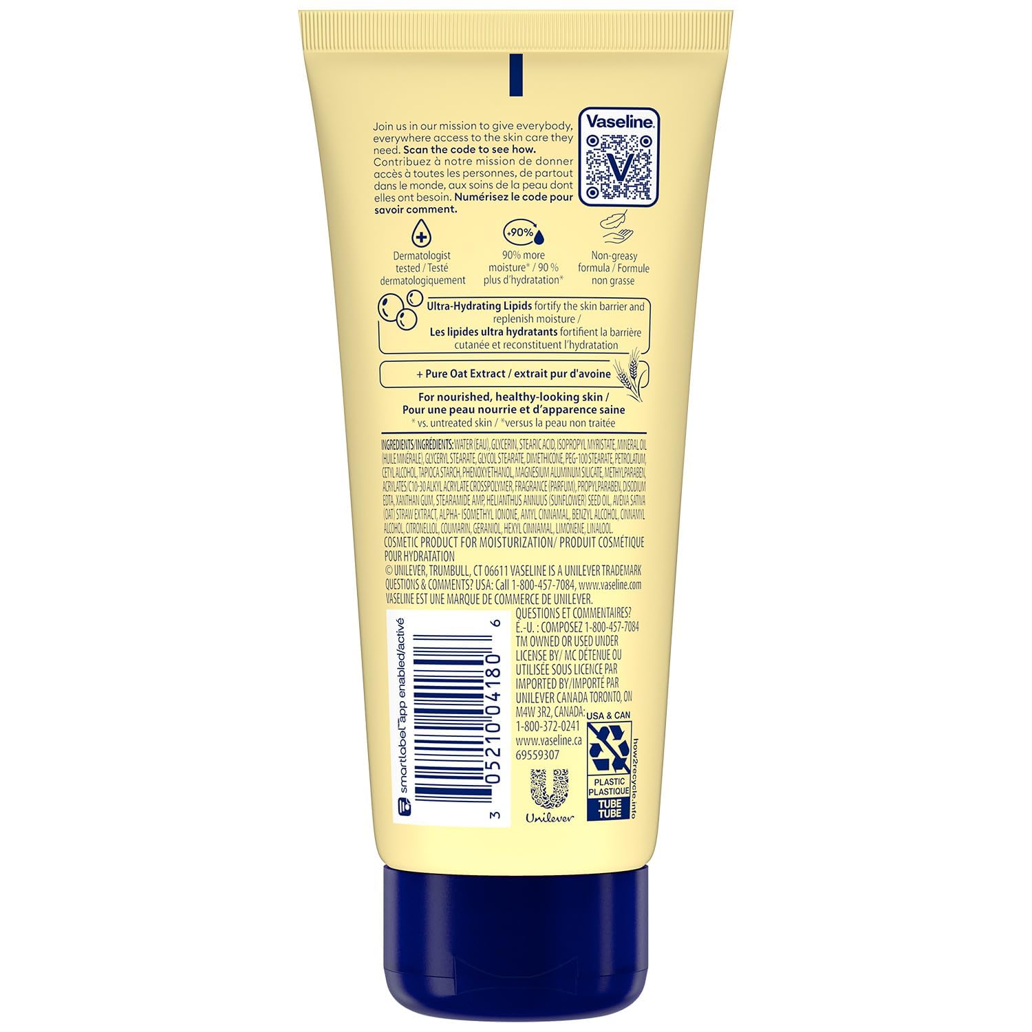 Loción Vaseline Intensiva con absorción rápida para piel suave al instante.