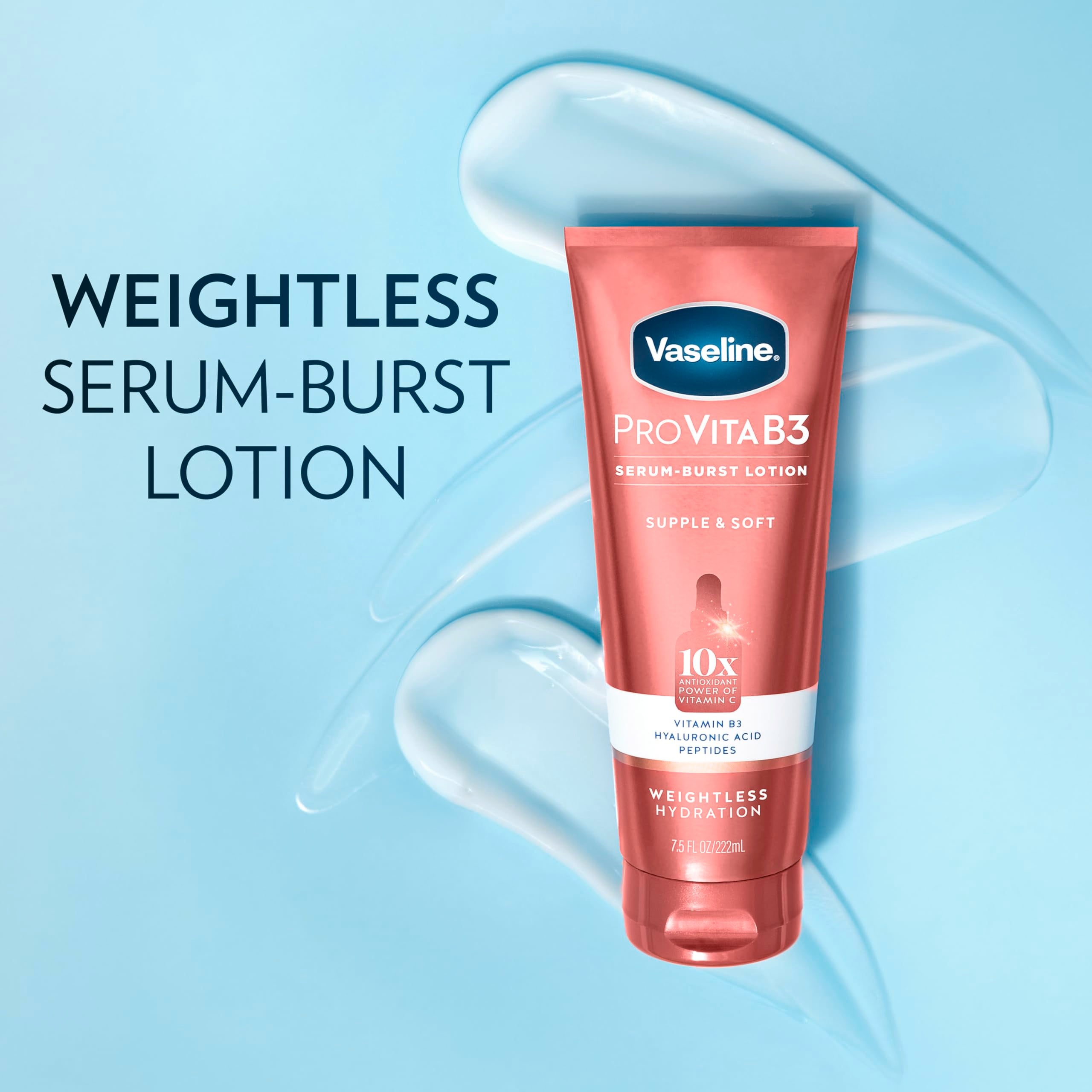 Vaseline Pro VitaB3 Serum Burst Niacinamida contiene niacinamida para tono uniforme.