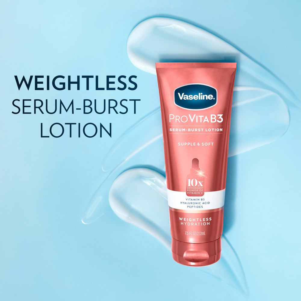 Vaseline Pro VitaB3 Serum Burst Niacinamida contiene niacinamida para tono uniforme.