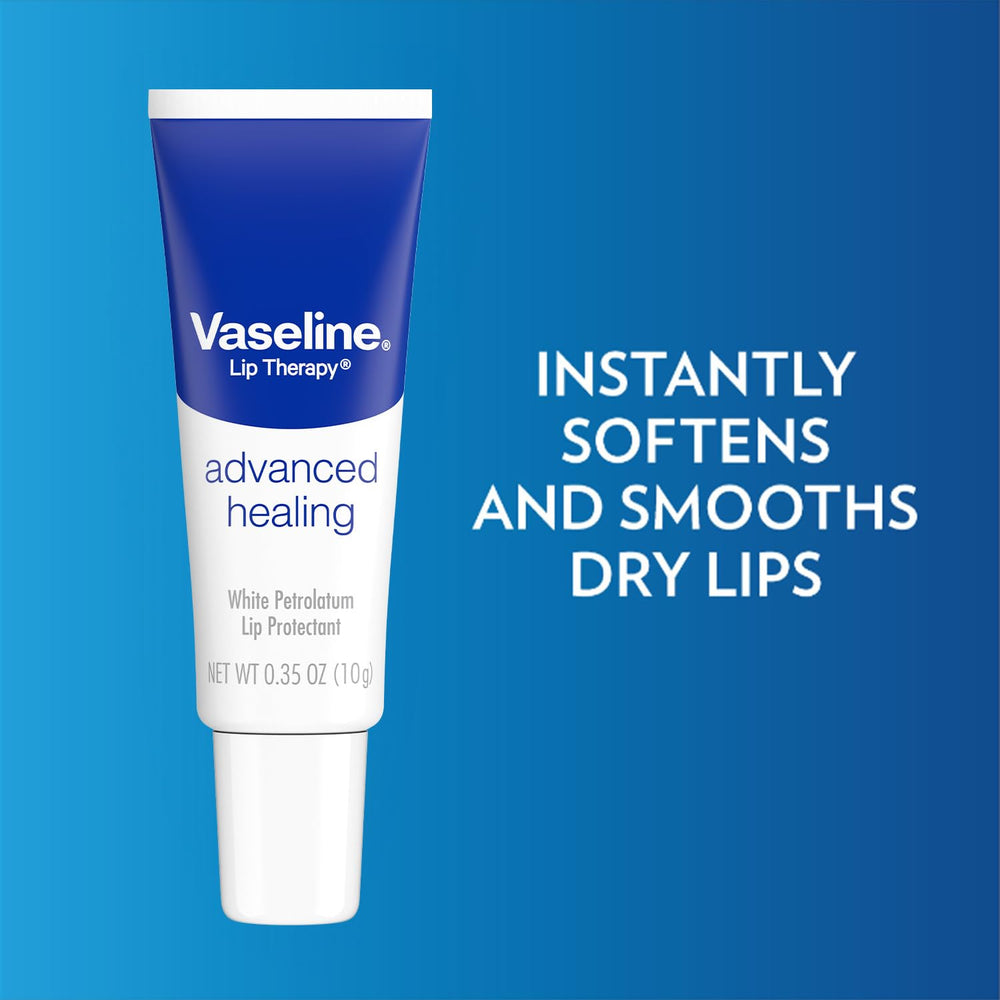 Paquete de doce bálsamos Vaseline para cuidado de labios en casa.