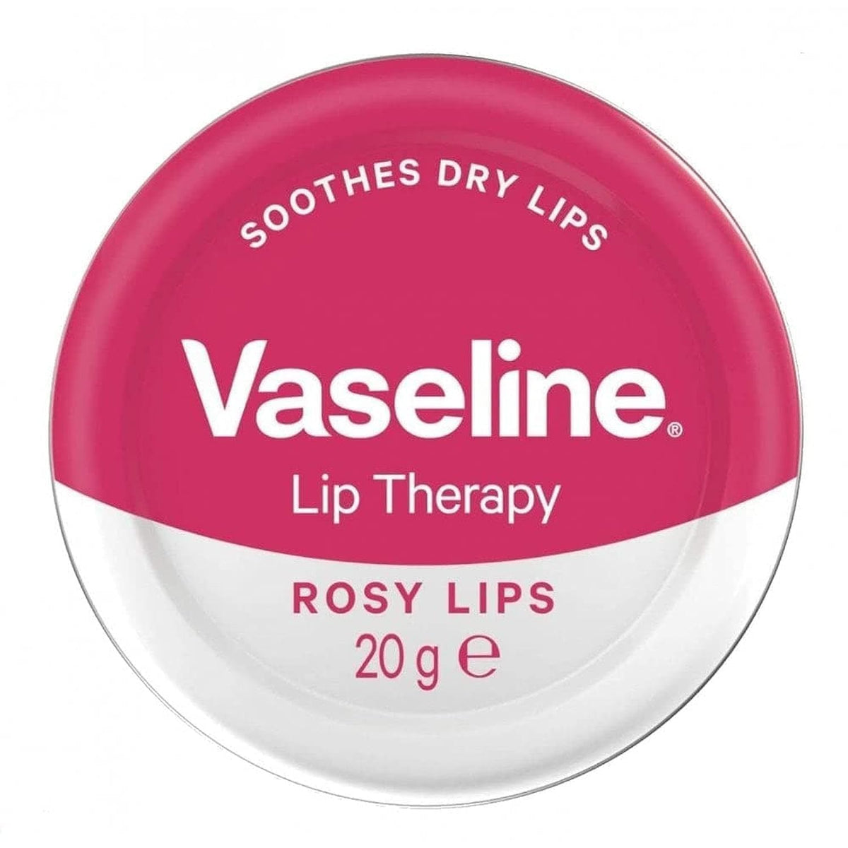 Vaseline Terapia Labial, lata retro, cuida labios y aporta hidratación suave.