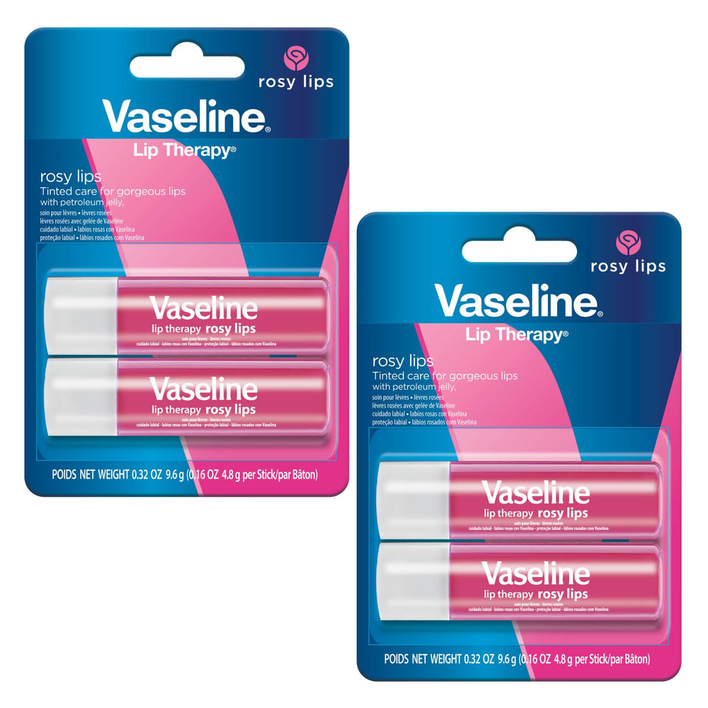 Vaseline Cuidado Labial Rosy en barra, hidratación suave y tono rosado.