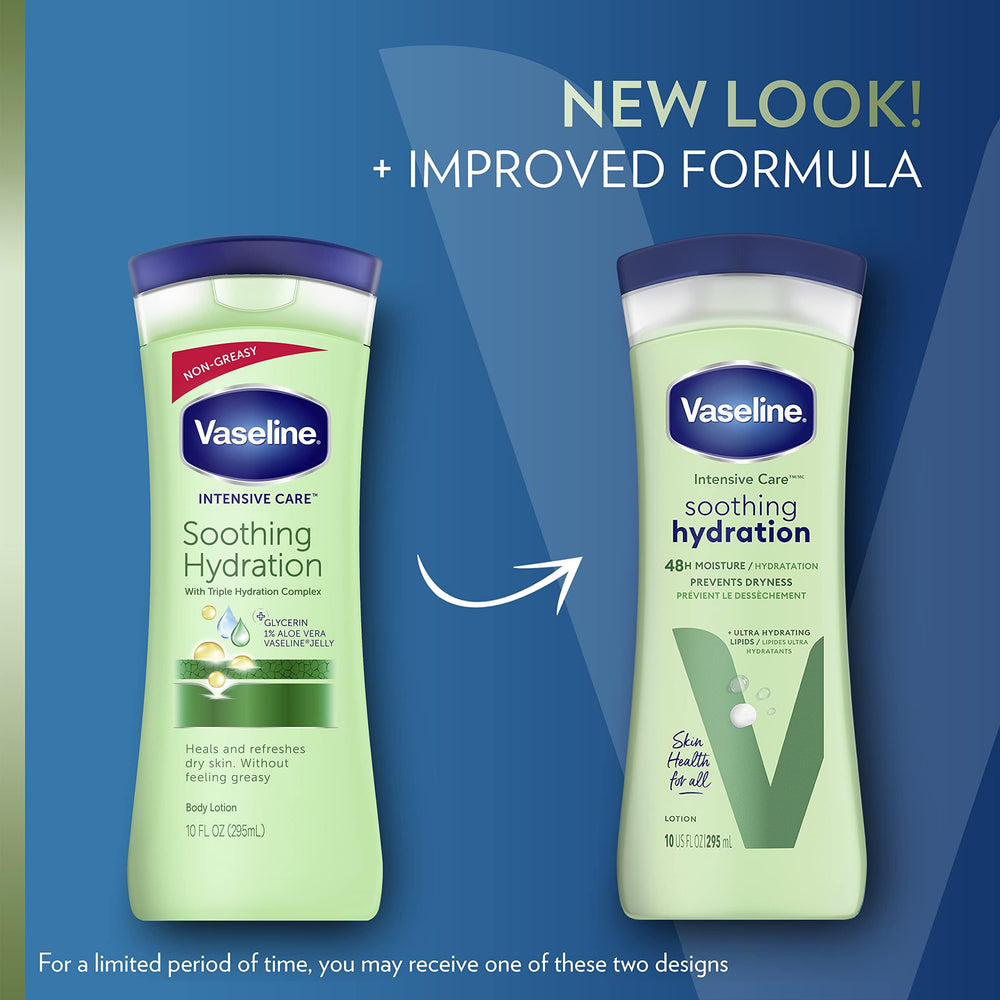 Vaseline Hidratación Calmante: textura de absorción rápida para uso diario.