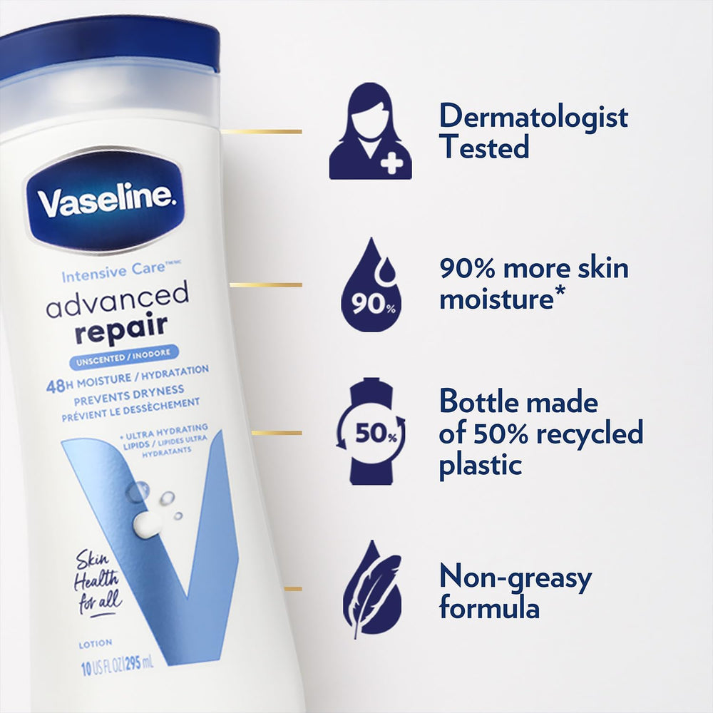 Textura cremosa de Vaseline, uso diario sin sensación grasa.