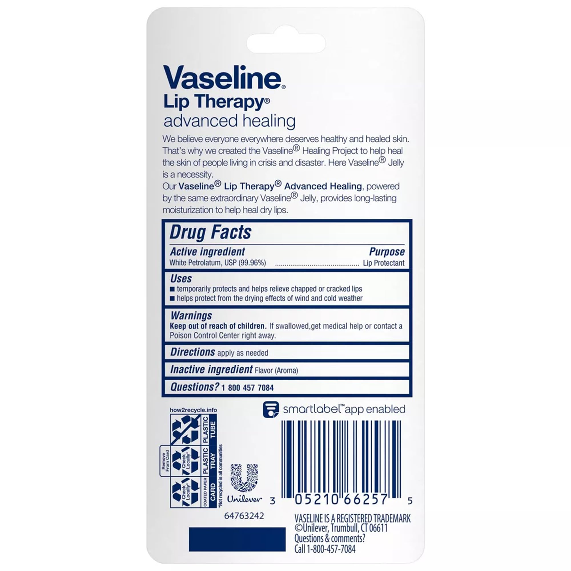 Textura satinada de Vaseline para labios suaves y protegidos