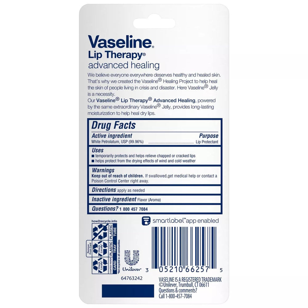 Textura satinada de Vaseline para labios suaves y protegidos