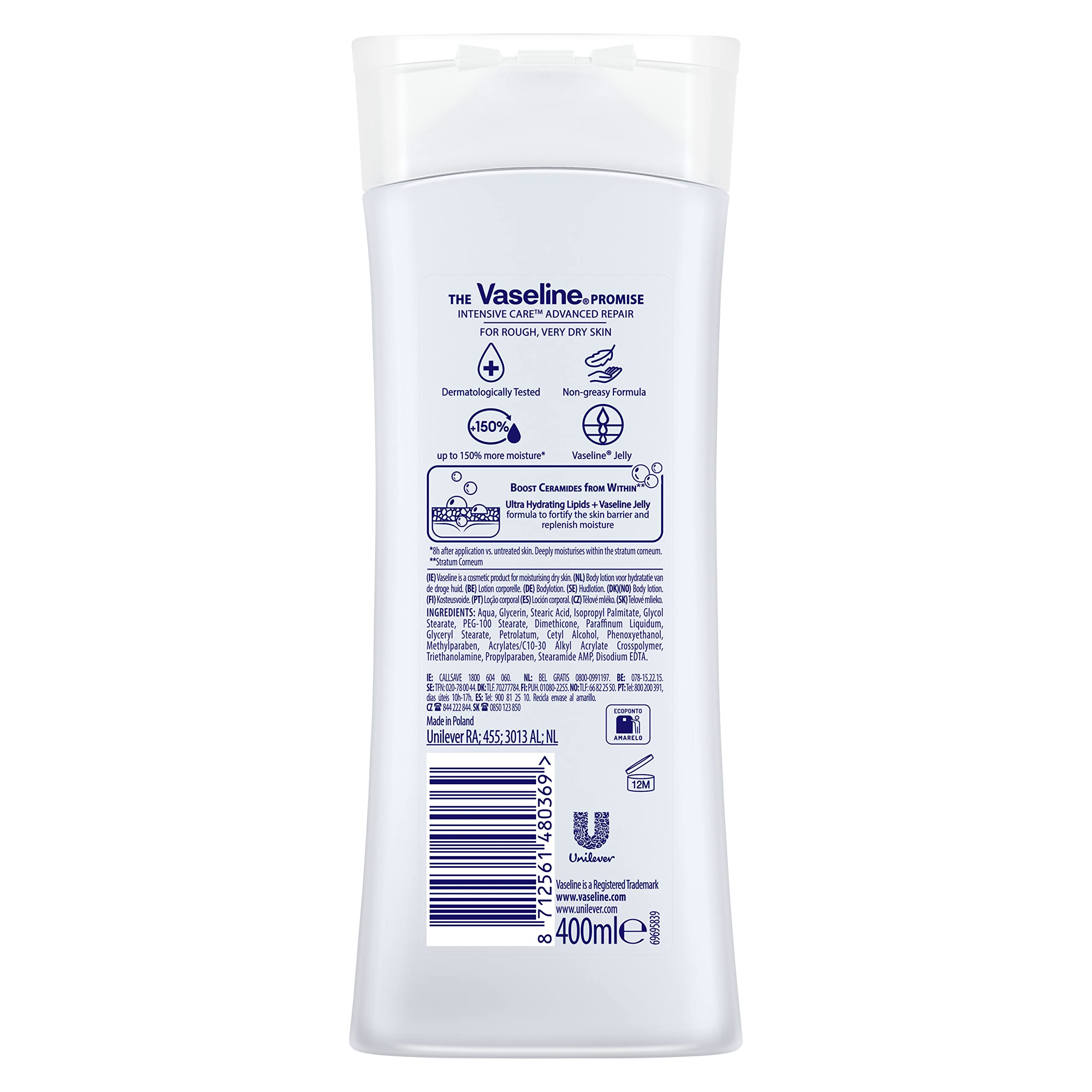 Aplicación diaria de Vaseline para piel seca y cómoda