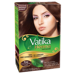 Vatika Naturals: tinte natural marrón, aplicación fácil para cobertura uniforme de canas.