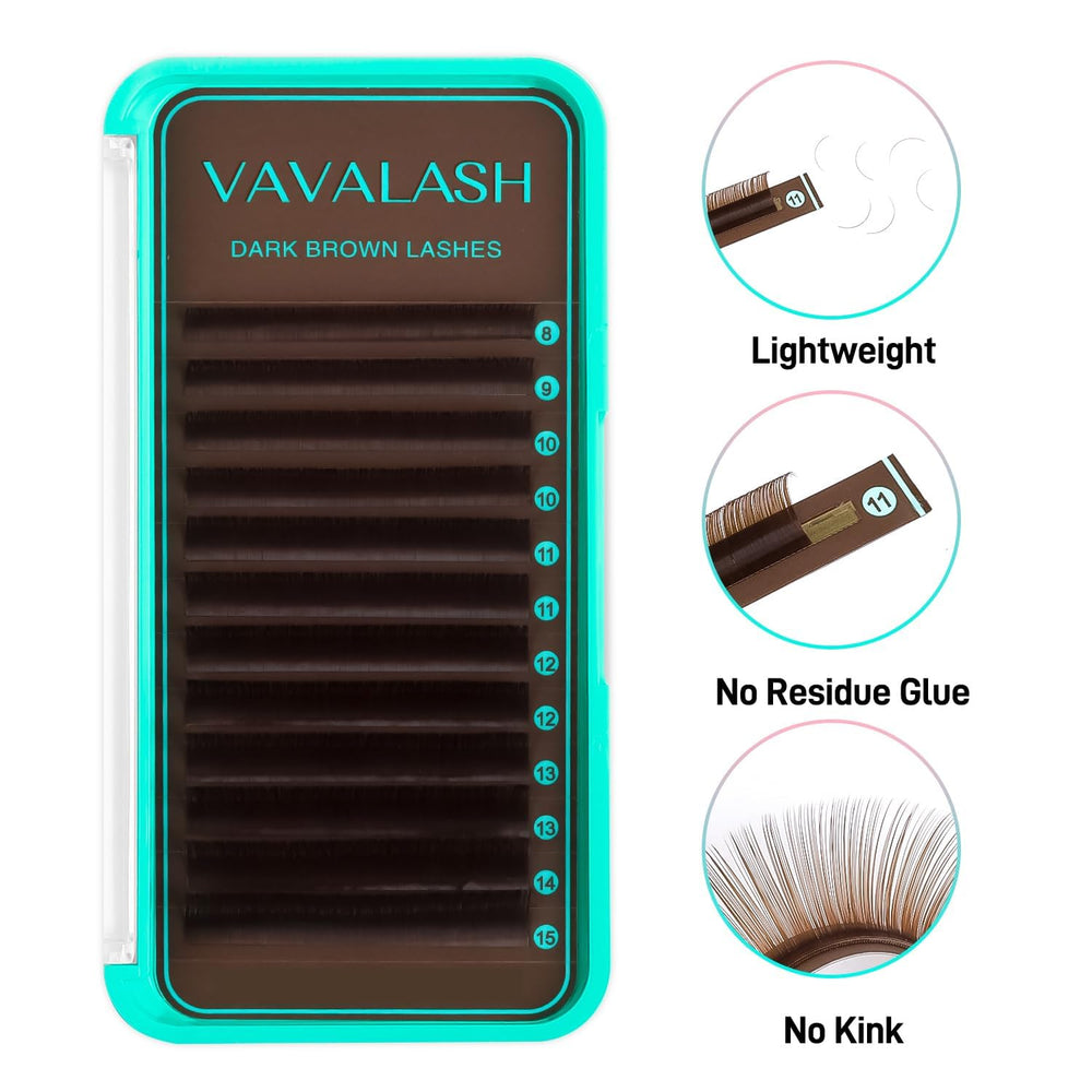 VAVALASH dark brown lash extensions with 0.03-d curl for enhanced lift