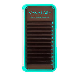 VAVALASH dark brown lash extensions tray with mixed lengths for customizable volume.