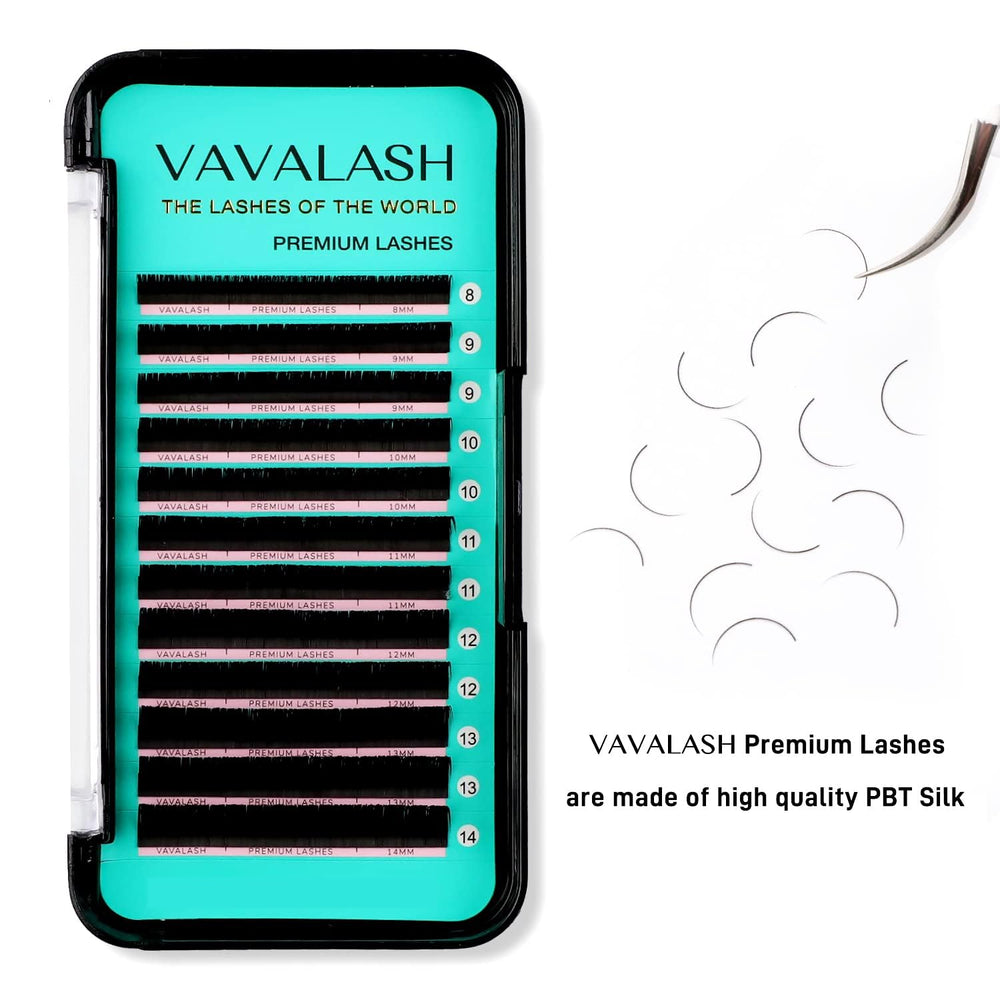 VAVALASH extensiones pestañas seda 0.05-cc-12mm, curva estable para volumen natural