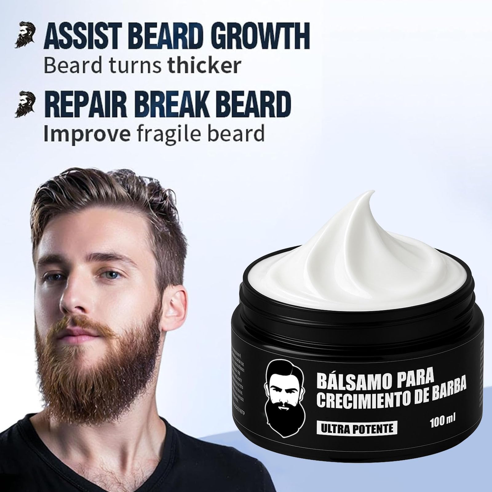 Vbolre Stimulateur-barbe : massage d'application pour cheveux plus épais.