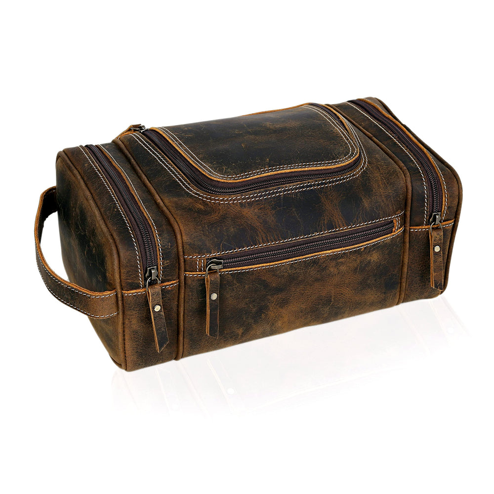 VC Vintage Couture: neceser de cuero genuino extragrande para viajes y organización.