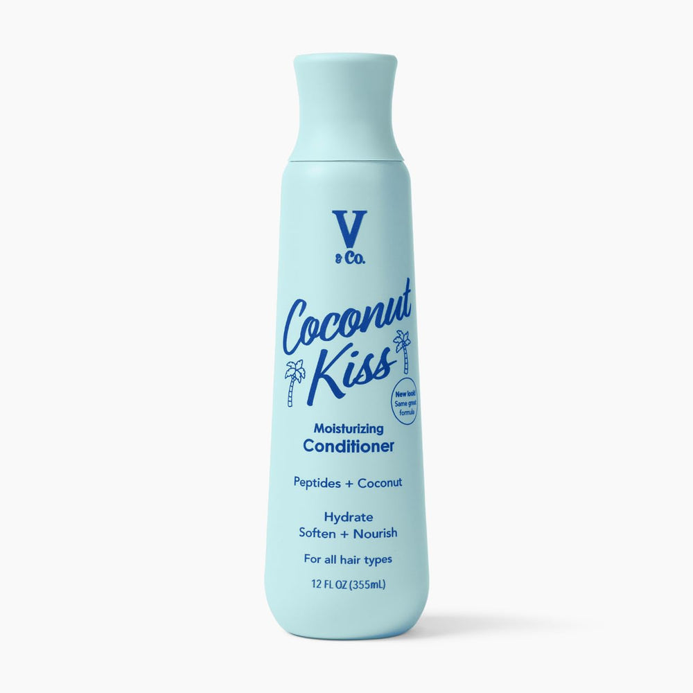 Acondicionador V&CO: botella enfocada en hidratación suave para el cabello