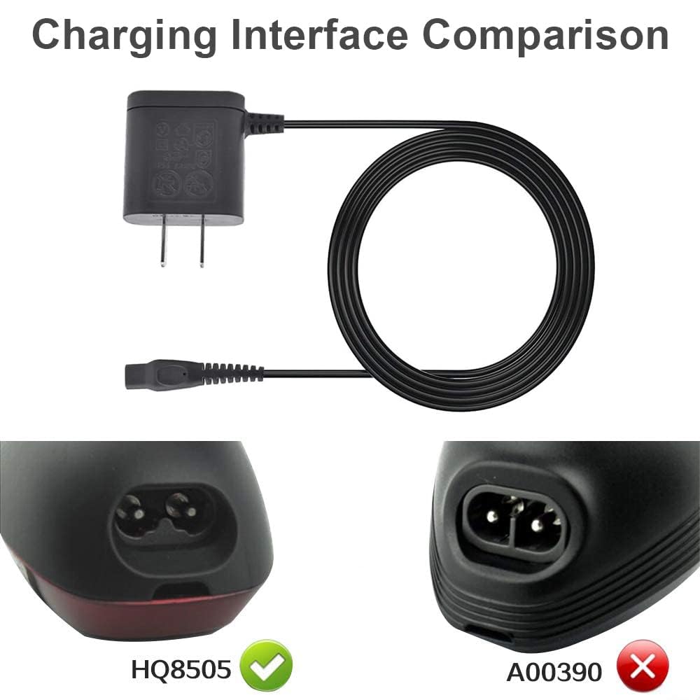 VCUMCLNR cargador Philips Norelco HQ8505, conectores visibles para compatibilidad confiable.
