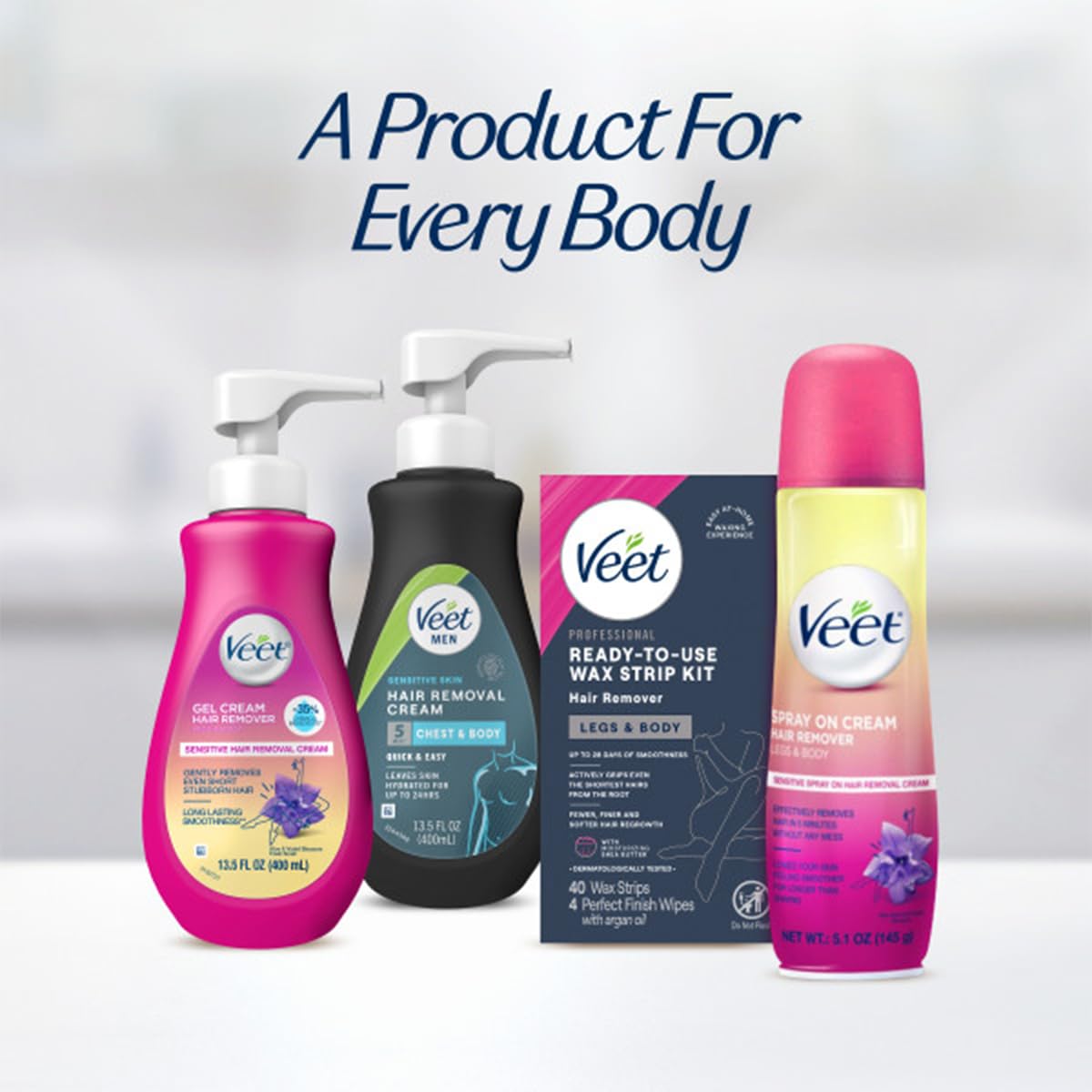 Veet envase con dos paquetes, práctico y compacto.