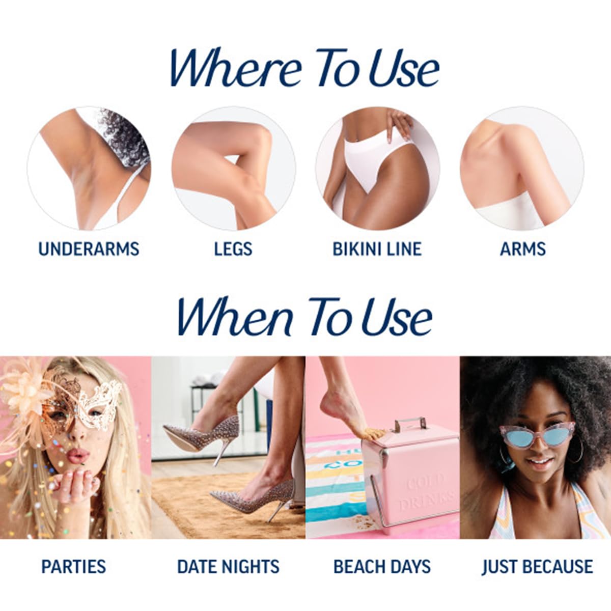 Veet kit para casa sin calentamiento previo, fácil de usar.