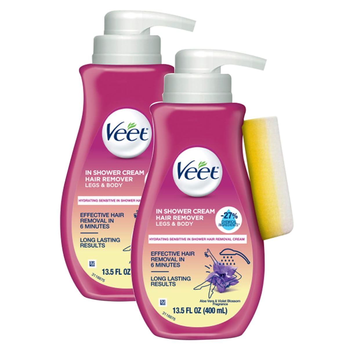Veet Sensitive Aloe Vera en ducha muestra aplicación rápida para piernas y cuerpo