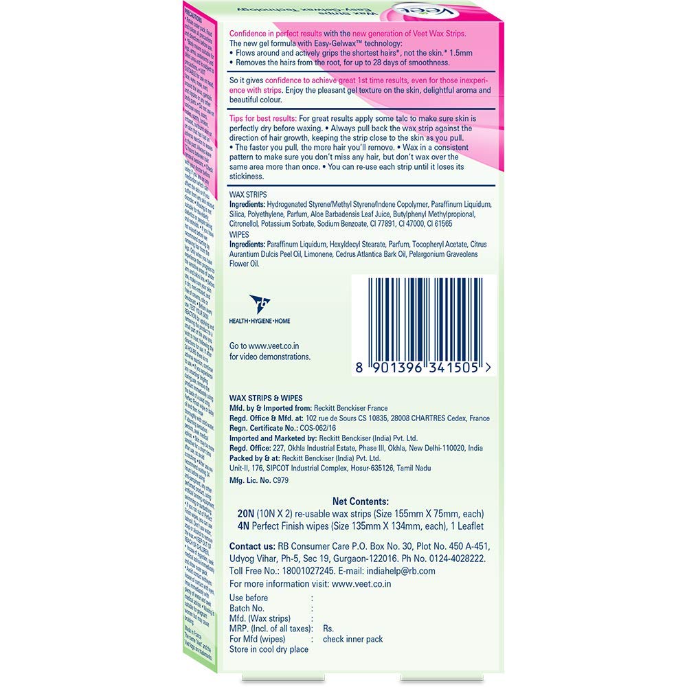 Veet tiras de cera fría para bikini con piel sensible, depilación precisa.