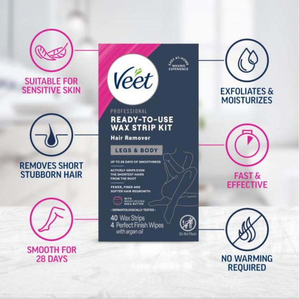 Toallitas Veet Finish Perfect para retirar residuos de cera.