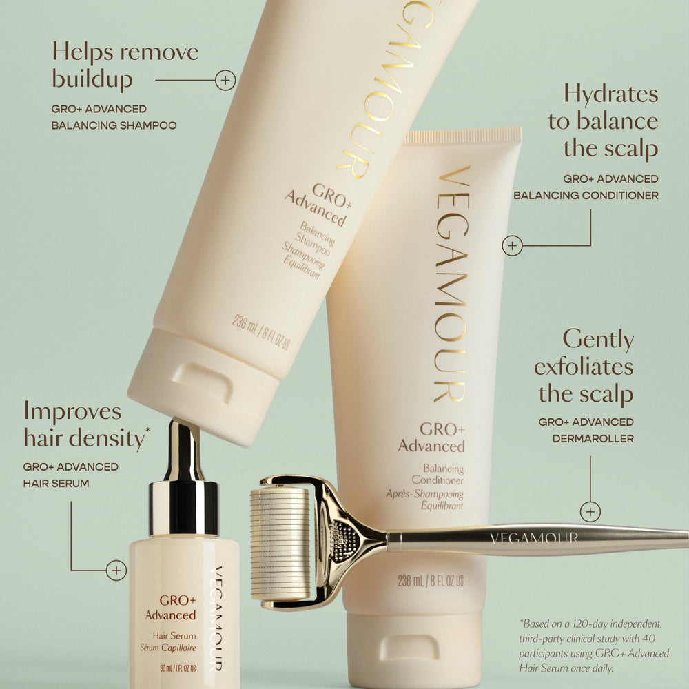 VEGAMOUR GRO+: exfoliación suave con 1.200 agujas finas para preparar el cuero cabelludo